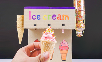  用纸板制作三色冰淇淋机，再也不用去麦当劳排队了~