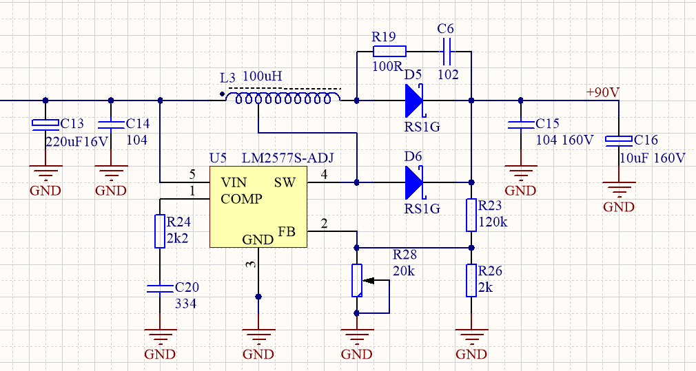 求5v升90v的升压电路怎么设计