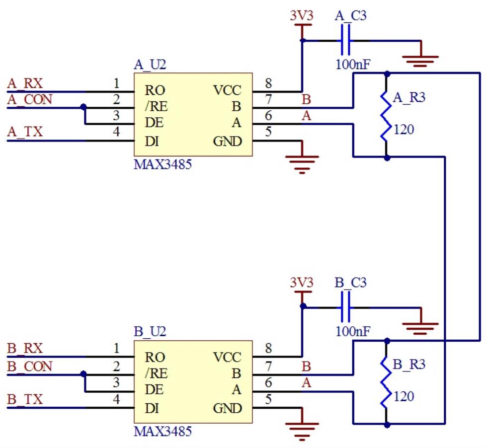 max485的几个应用电路max485采用单一电源 5 v工作,额定电流为300 μa